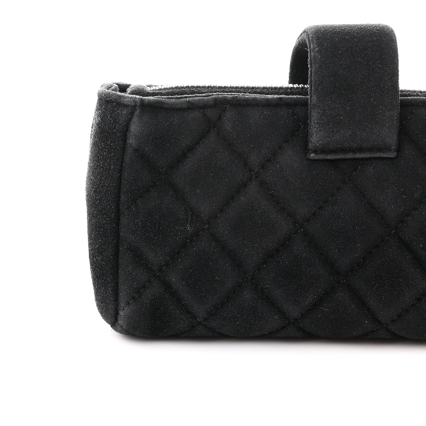 Suede Quilted Mini Phone Holder Clutch Black