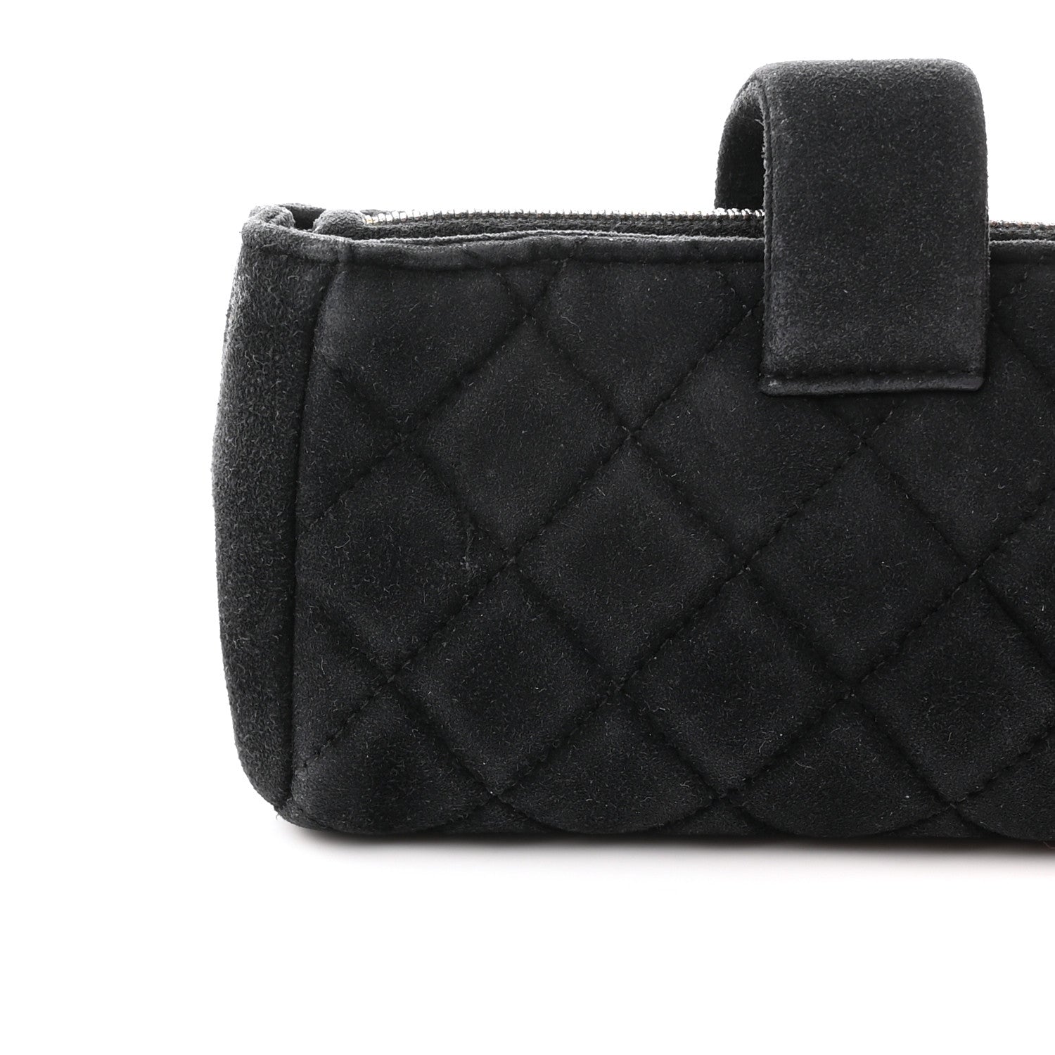 Chanel Suede Quilted Mini Phone Holder Clutch Black 13 of 15