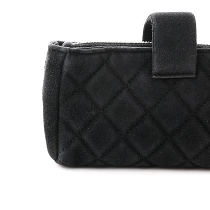 Chanel Suede Quilted Mini Phone Holder Clutch Black 13 of 15