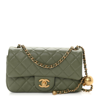 Chanel Lambskin Quilted Mini Rectangular Pearl Crush Flap Green 1 of 8