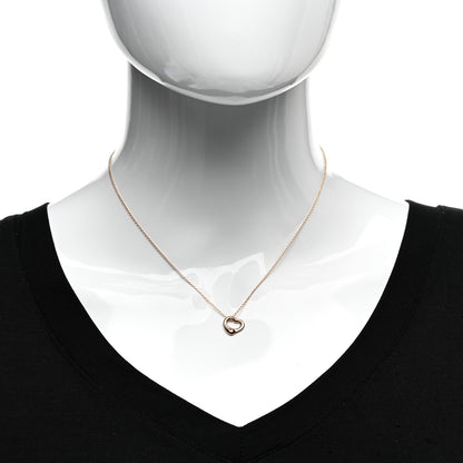 Tiffany 18K Rose Gold Diamond 11mm Elsa Peretti Open Heart Pendant Necklace 2 of 4