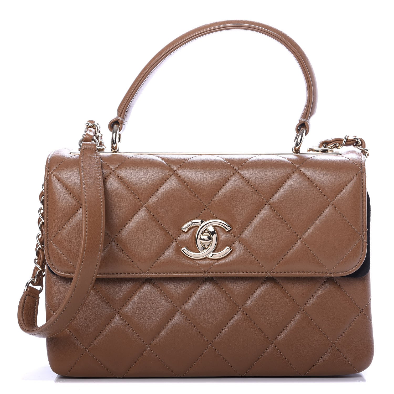 Chanel Lambskin Quilted Small Trendy CC Flap Dual Handle Bag Camel 1 of 10