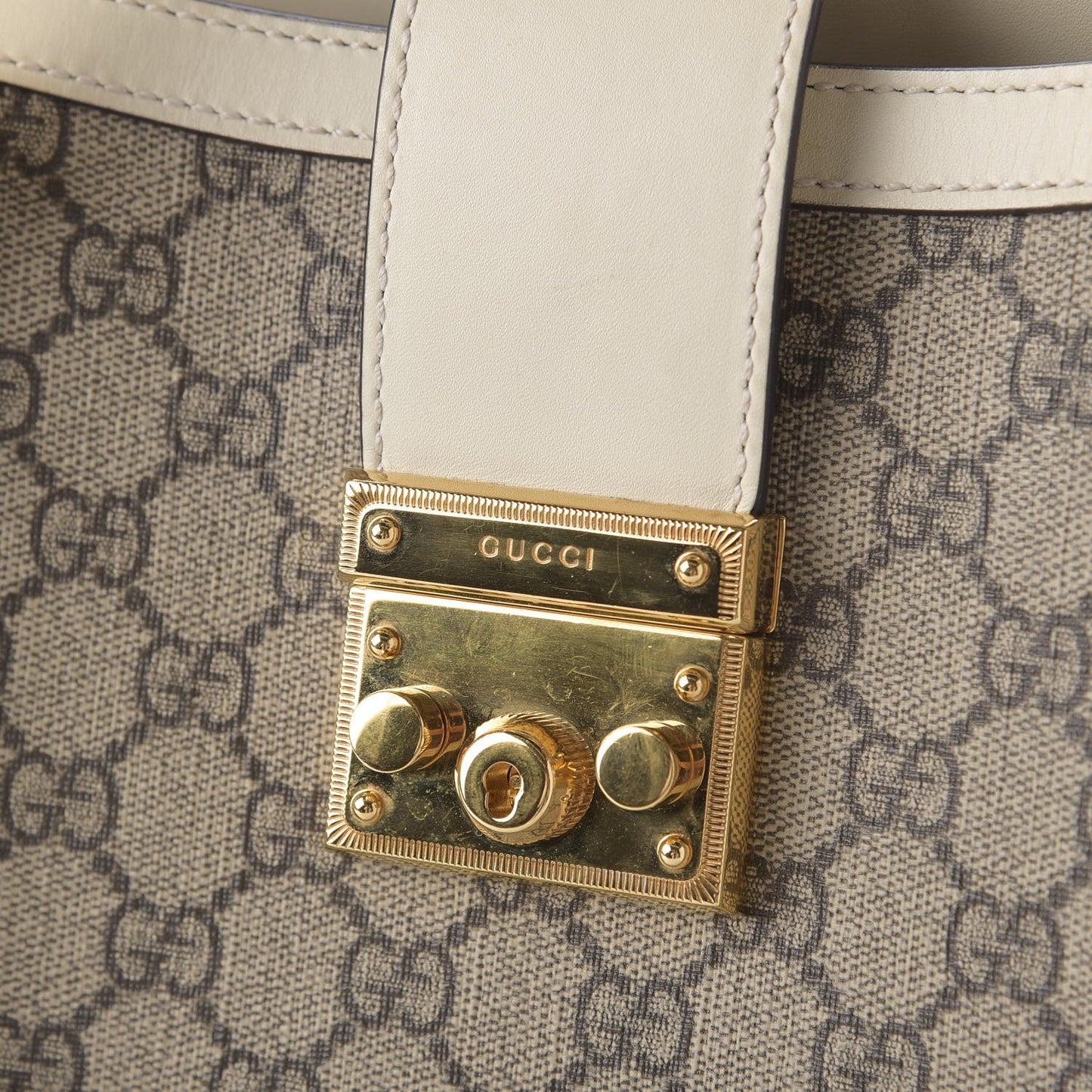 GG Supreme Monogram Medium Padlock Tote White