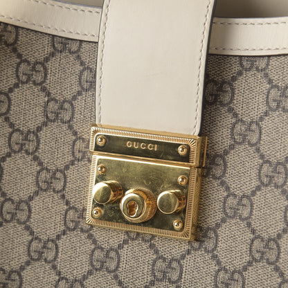 Gucci GG Supreme Monogram Medium Padlock Tote White 9 of 10