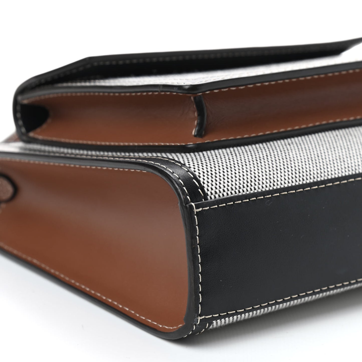 Smooth Calfskin Canvas Two Tone Mini Pocket Bag Black Tan