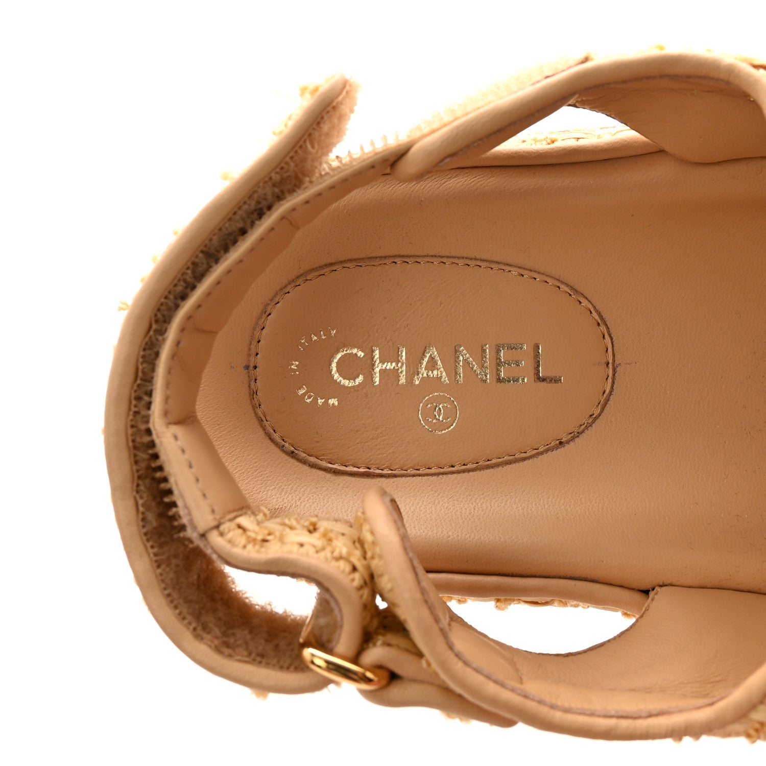 Chanel Braided Fabric Velcro Dad Sandals 37.5 Beige 8 of 9