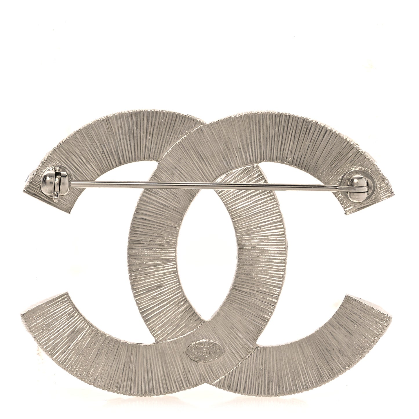 Baguette Crystal CC Brooch Silver