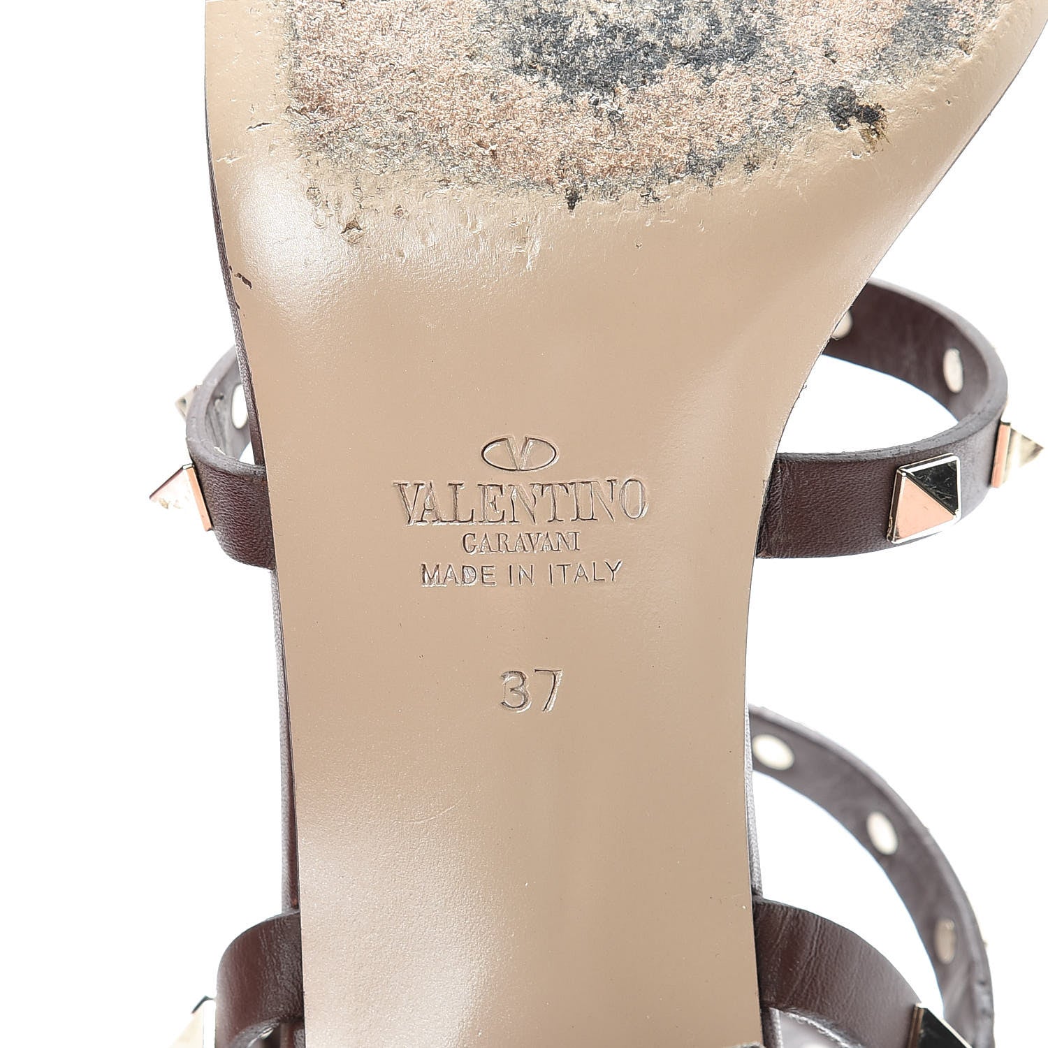 Valentino Garavani Calfskin Rockstud 60mm City Sandals 37 Light Brown 9 of 16
