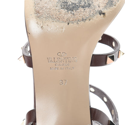 Valentino Garavani Calfskin Rockstud 60mm City Sandals 37 Light Brown 9 of 16