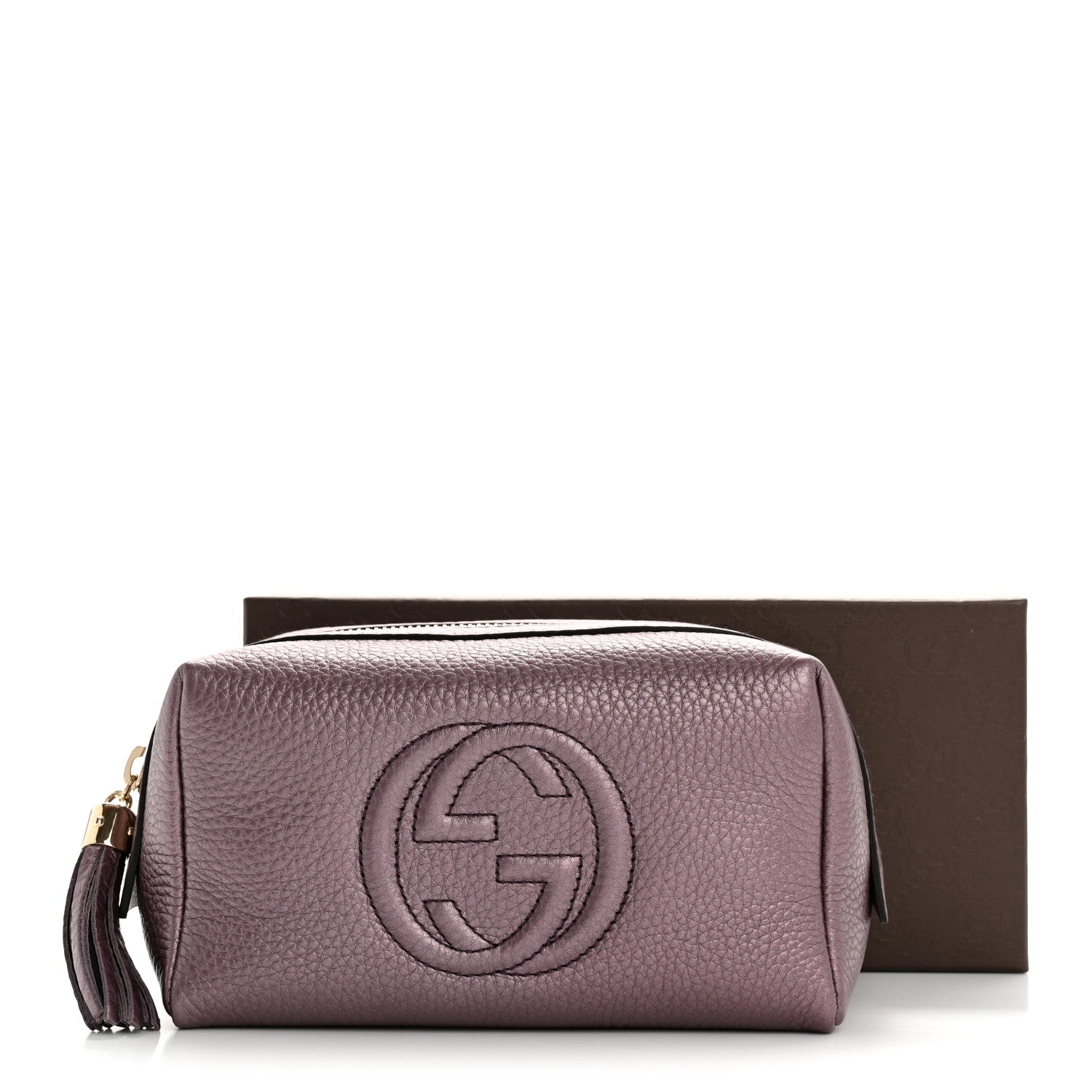 Gucci Metallic Pebbled Calfskin Medium Soho Cosmetic Case Purple 8 of 8