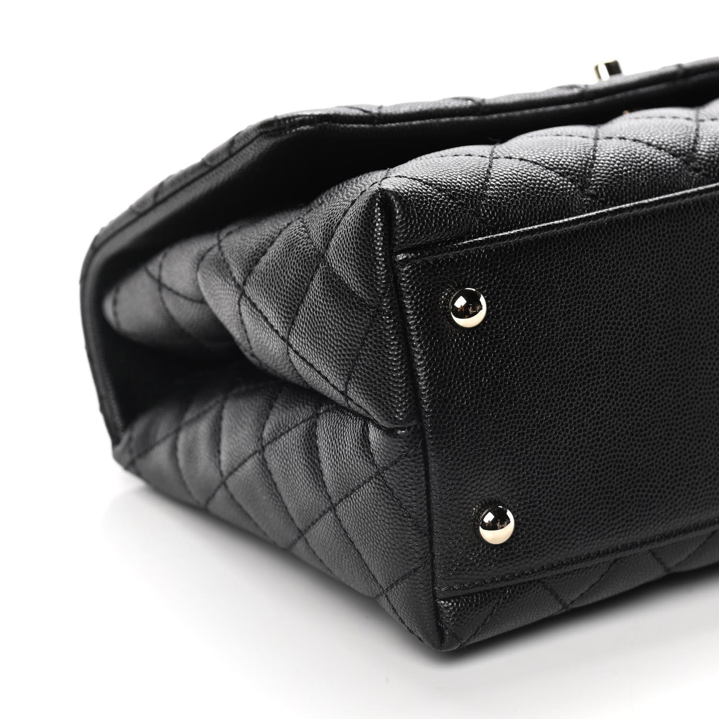 Caviar Quilted Small Coco Handle Flap Black