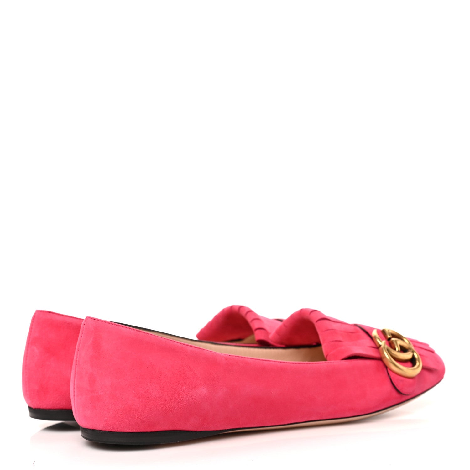 Gucci Kid Scamosciato GG Marmont Fringe Flats 38.5 Hot Pink 4 of 9