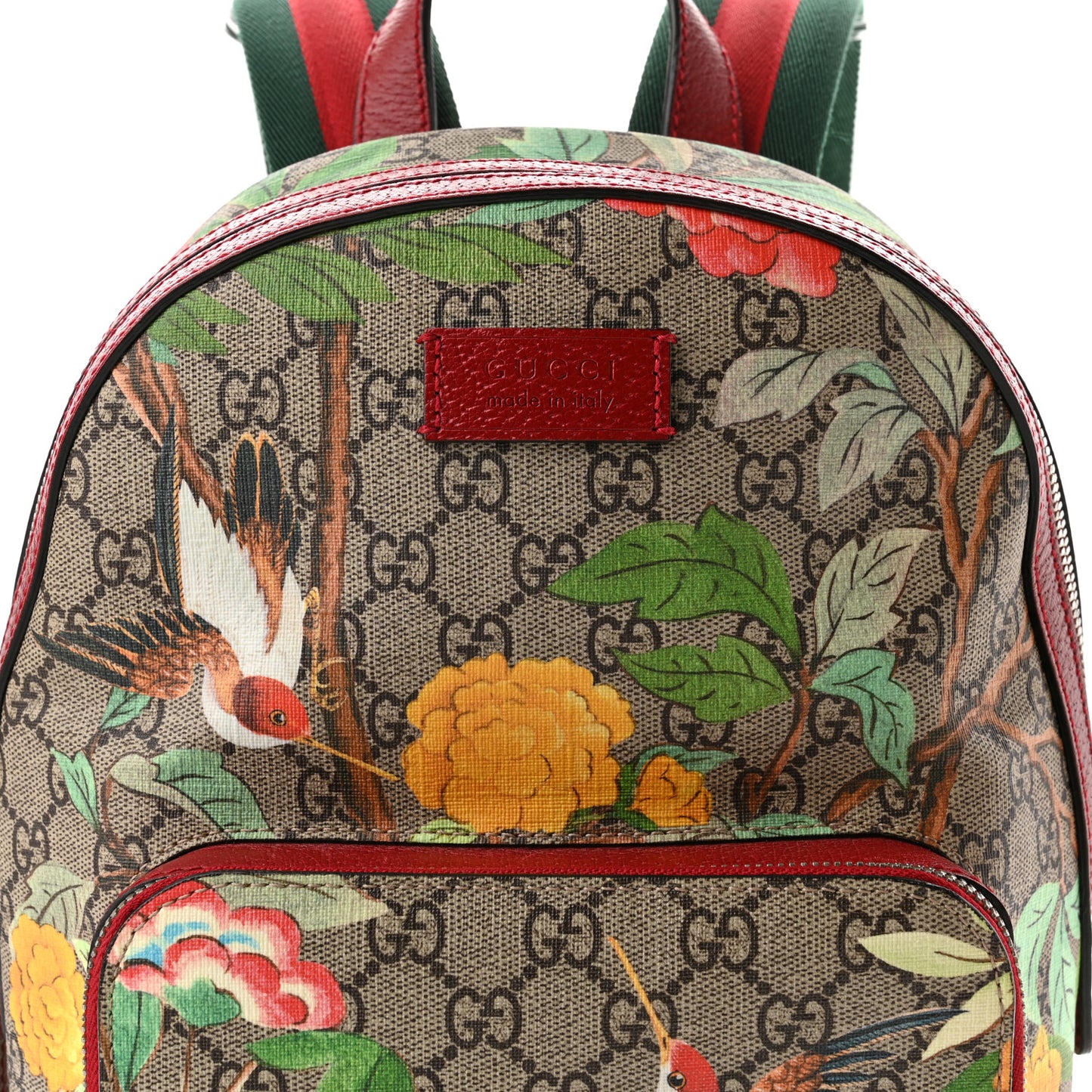 GG Supreme Monogram Tian Web Small Day Backpack Beige Multicolor Red