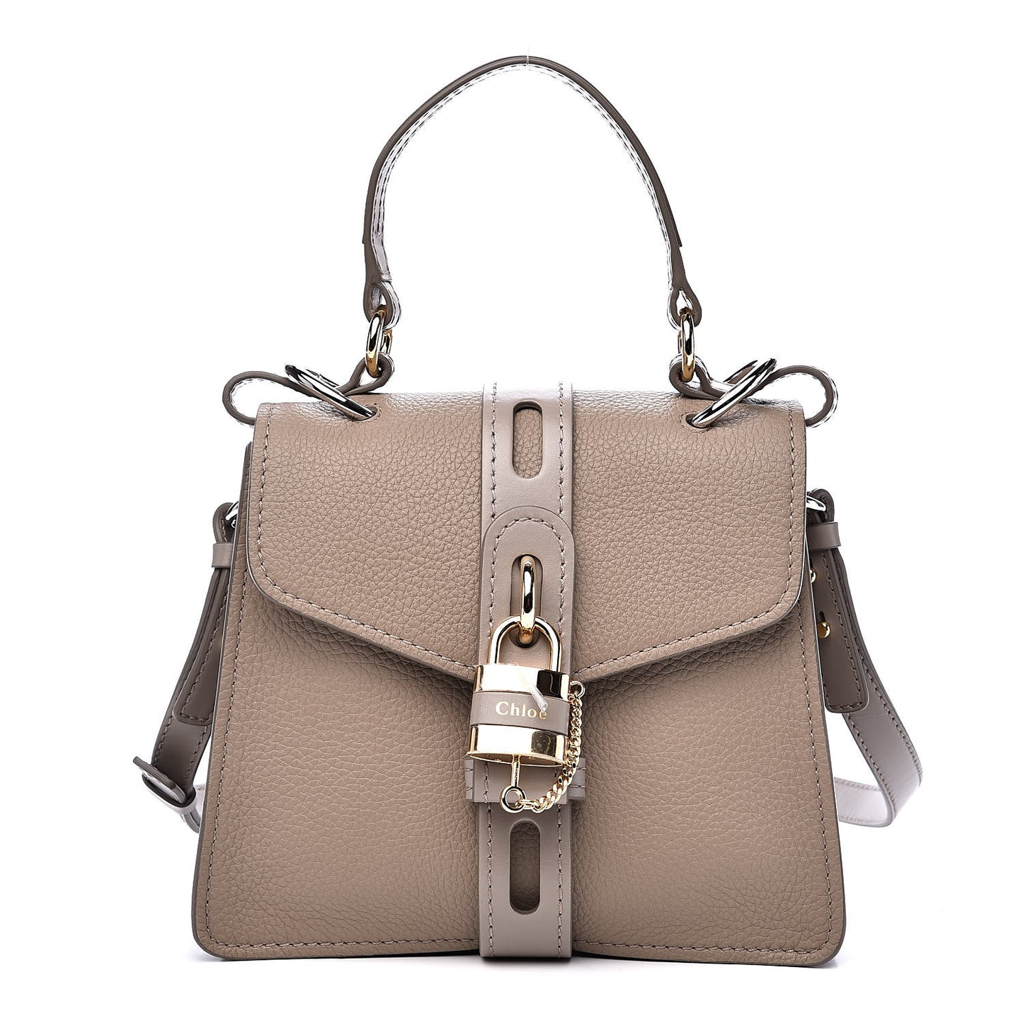 Shiny Grained Calfskin Small Aby Day Shoulder Bag Motty Grey