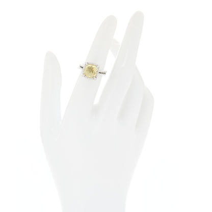 David Yurman Sterling Silver Diamond Lemon Citrine 9mm Chatelaine Pave Bezel Ring 49 5 2 of 5