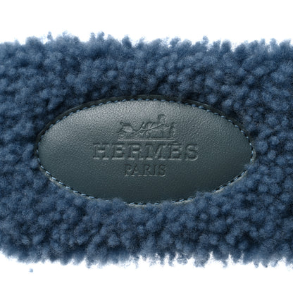 Hermes Woolskin Oran Sandals 38.5 Bleu 7 of 8