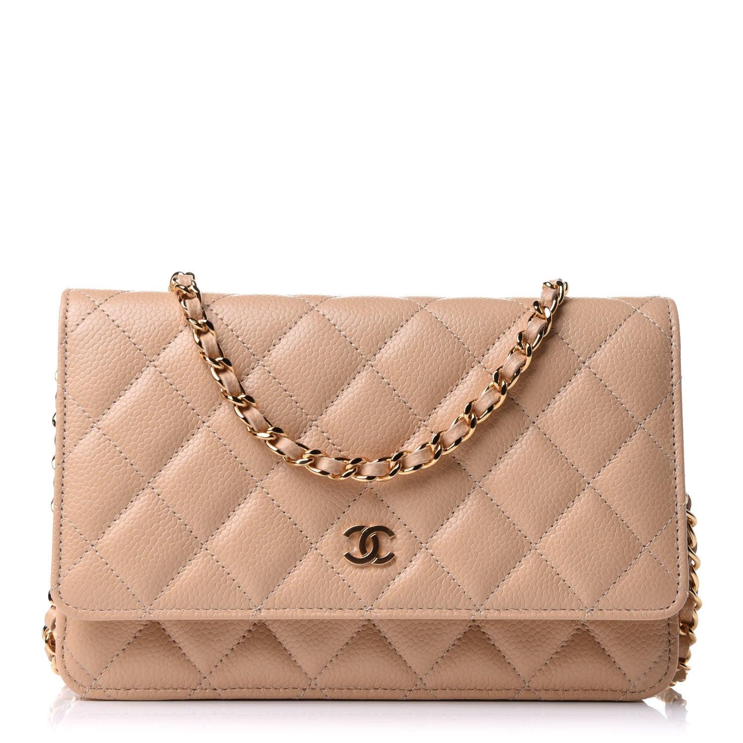 Chanel Caviar Quilted Wallet On Chain WOC Beige 1 of 11