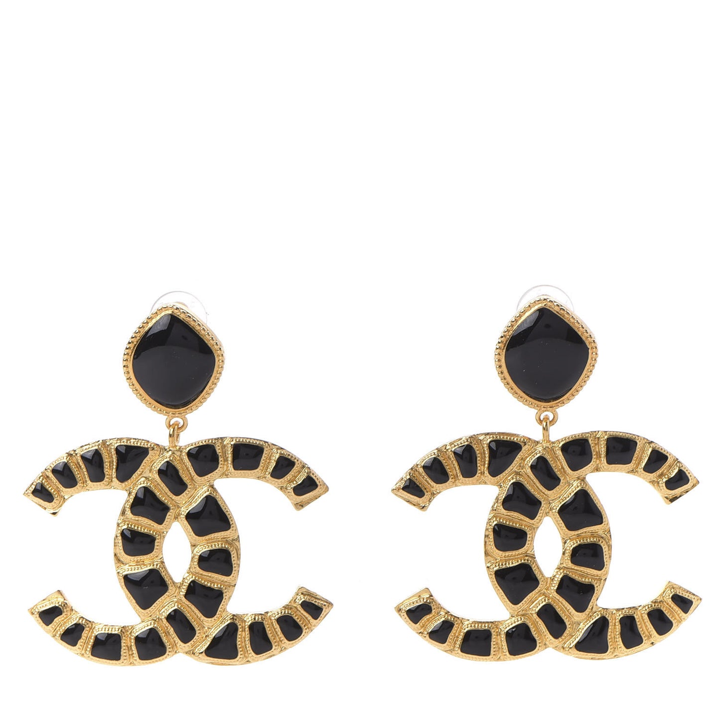 Resin Along The Nile CC Clip On Earrings Gold Black