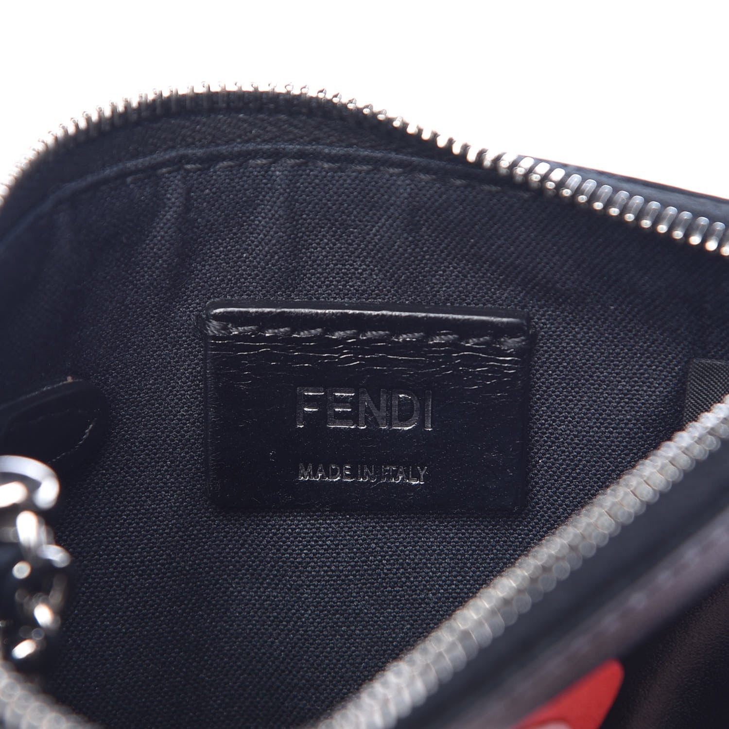 Fendi Vitello Applique Heart Coin Pouch Key Case Black 8 of 9