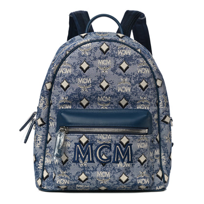 MCM Jacquard Monogram Small Backpack Blue 1 of 9