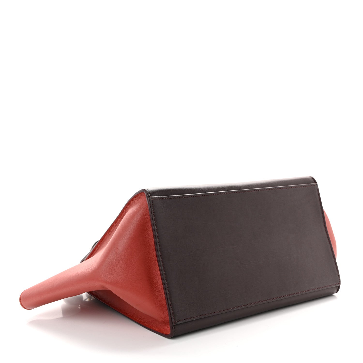 Celine Smooth Calfskin Medium Tri-Color Trapeze Rust Burgundy Red 4 of 10