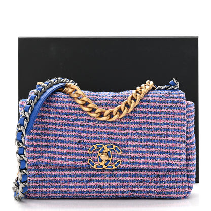 Chanel Tweed Quilted Medium Chanel 19 Flap Blue Pink 11 of 11