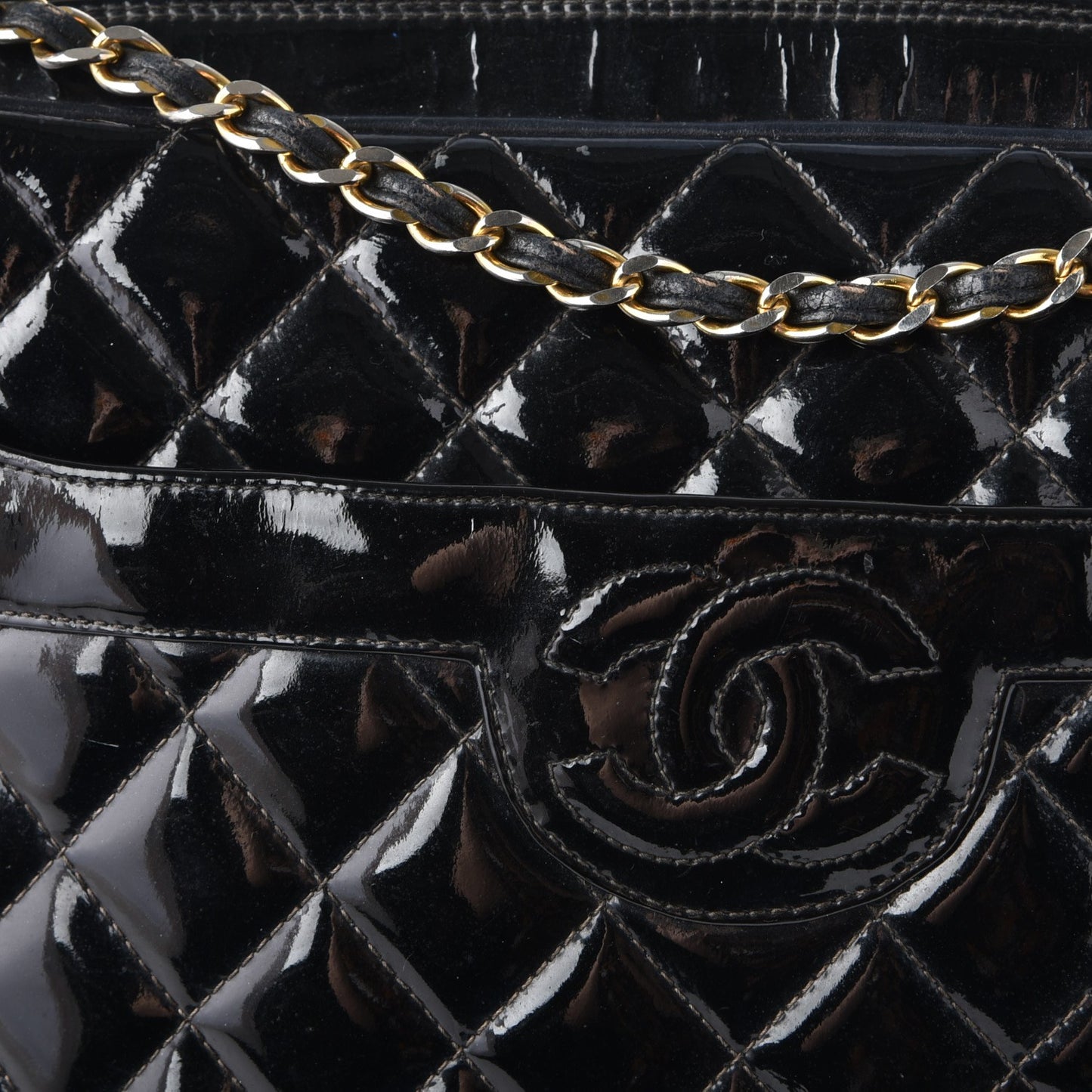 Patent Quilted Tassel Camera Case Black