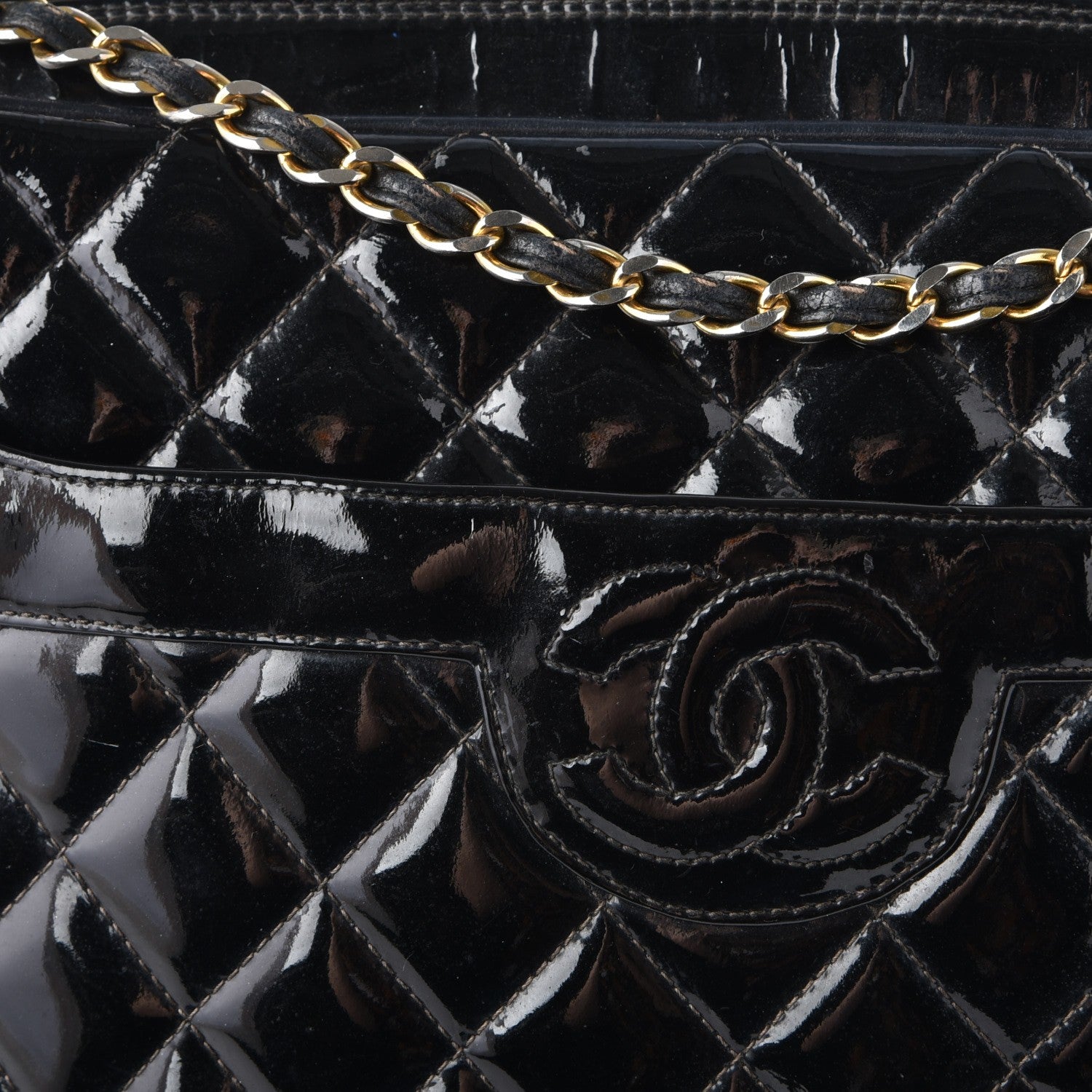 Chanel Patent Quilted Tassel Camera Case Black 12 of 16