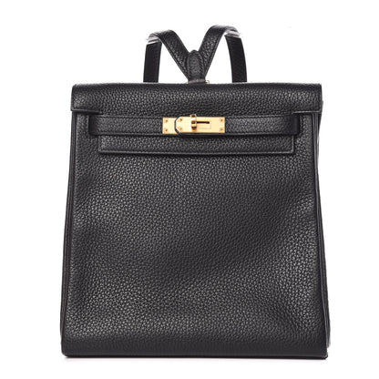 Hermes Taurillon Clemence Kelly Ado Backpack Black 1 of 10