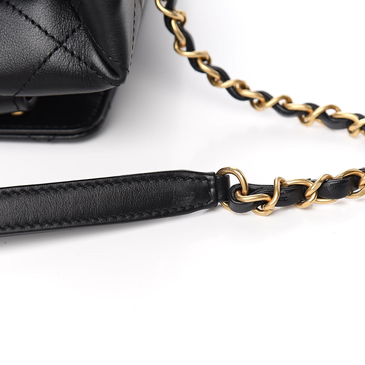 Calfskin Quilted Enchained Flap Black