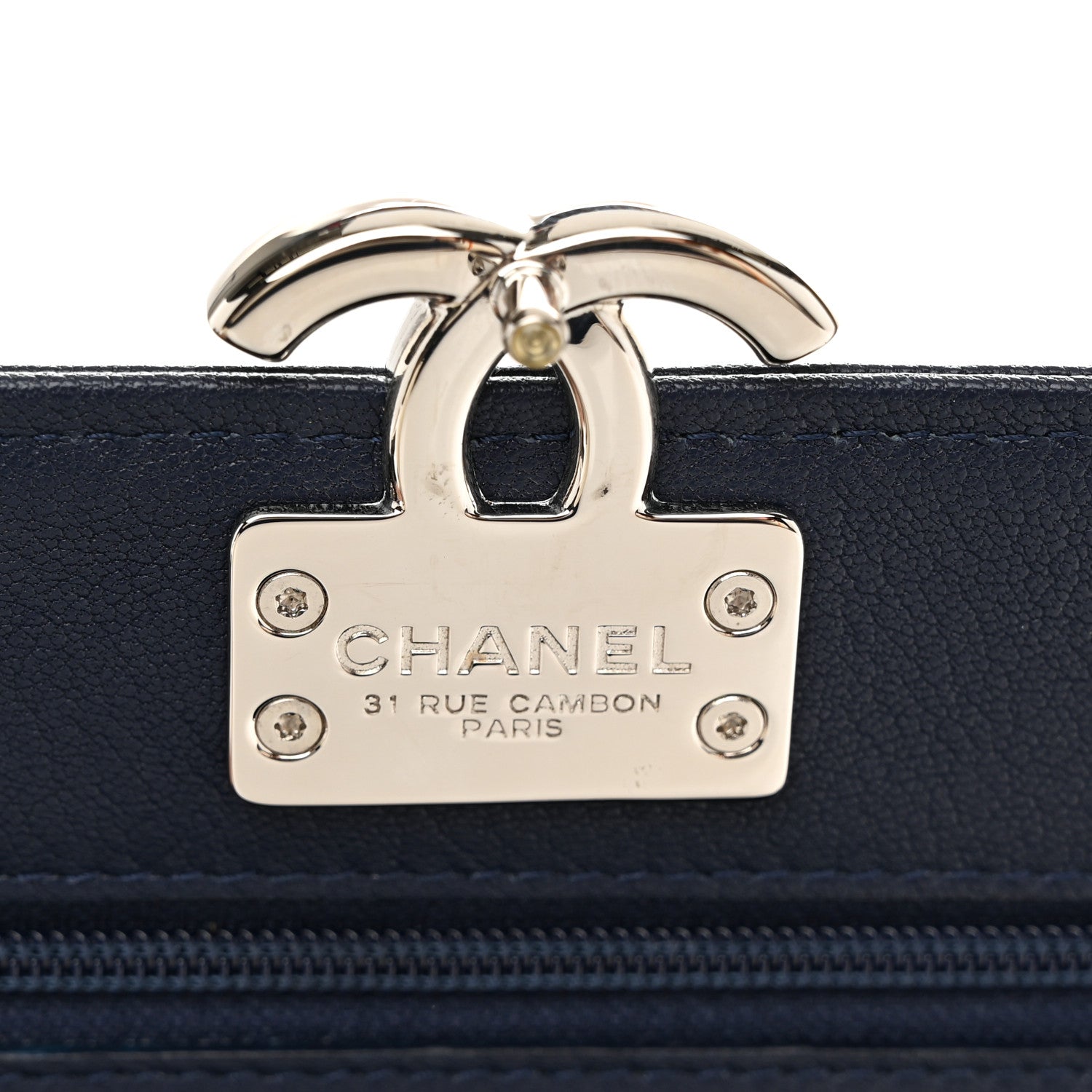 Chanel Grained Calfskin Quilted CC Box Wallet On Chain WOC Navy 6 of 12