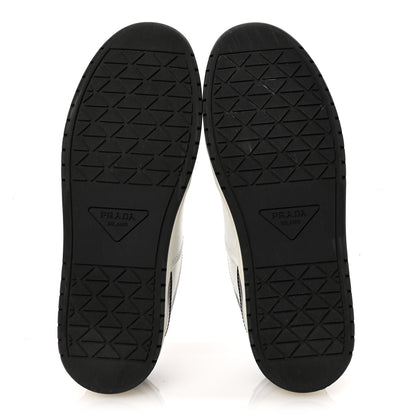 Prada Vitello Sport Spazzolato Rois Triangle Logo Womens Downtown Low Top 30mm Sneakers 37.5 White Black 6 of 10