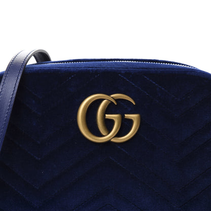 Gucci Velvet Matelasse Small GG Marmont Chain Shoulder Bag Cobalt 10 of 10