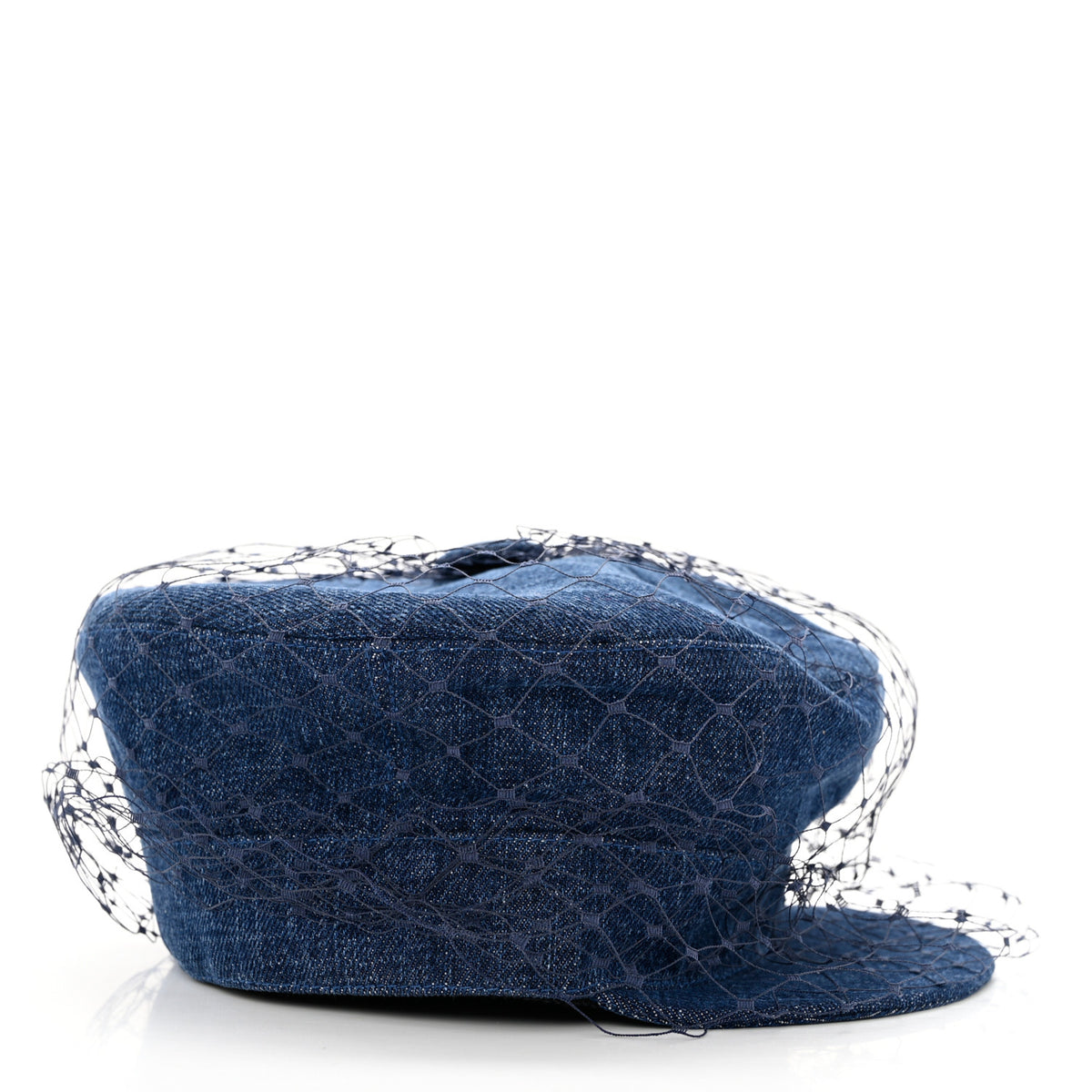 Christian Dior Denim Arty Cap with Veil 57 Blue 5 of 8