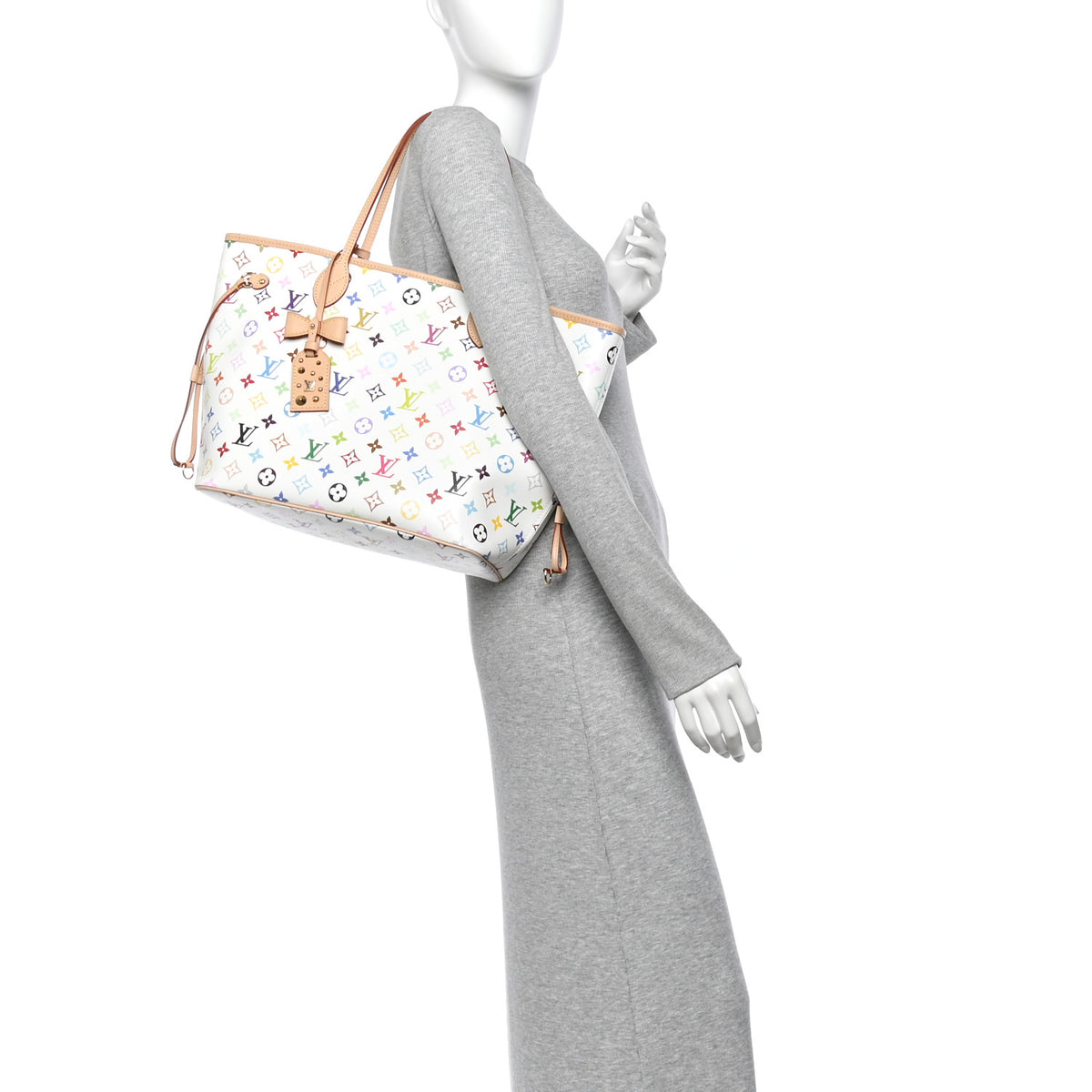 LV X TM Monogram Multicolor Neverfull MM White