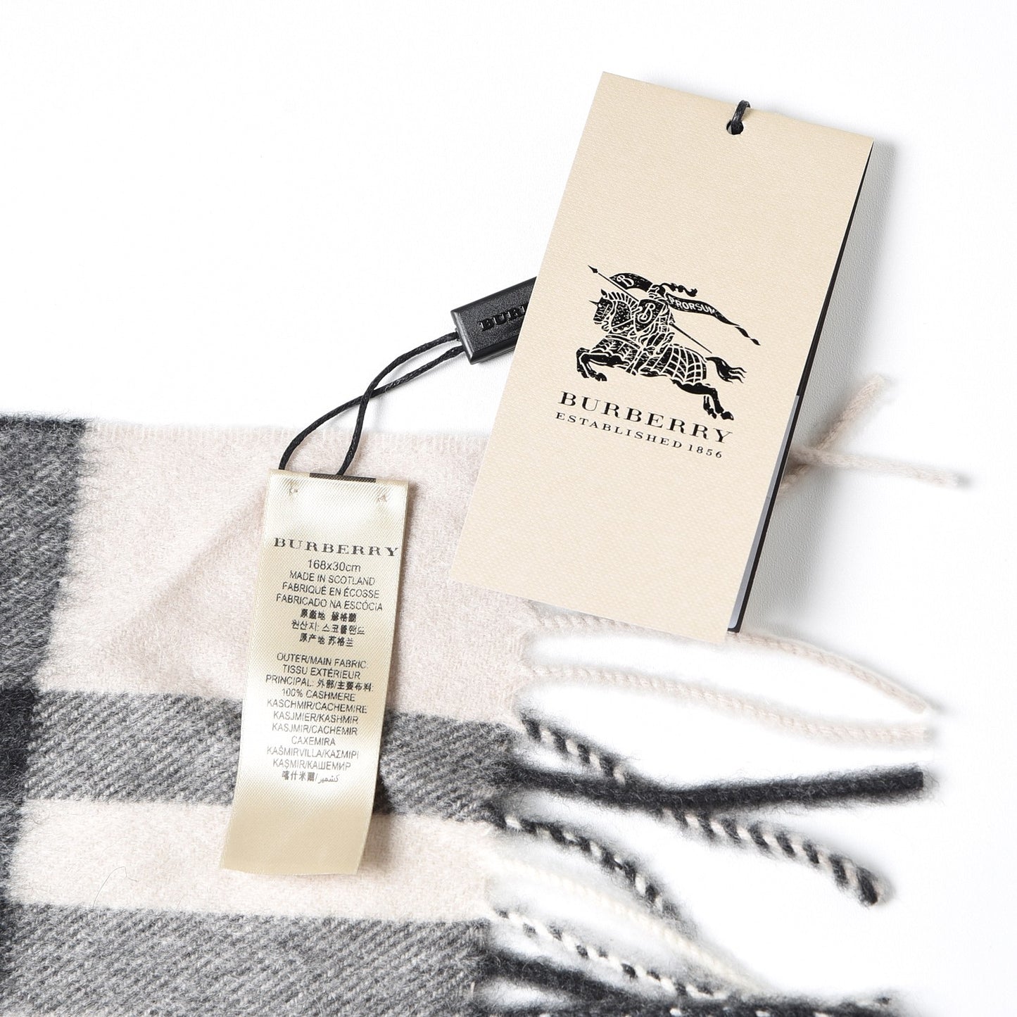 Cashmere Classic Check Fringe Scarf Stone