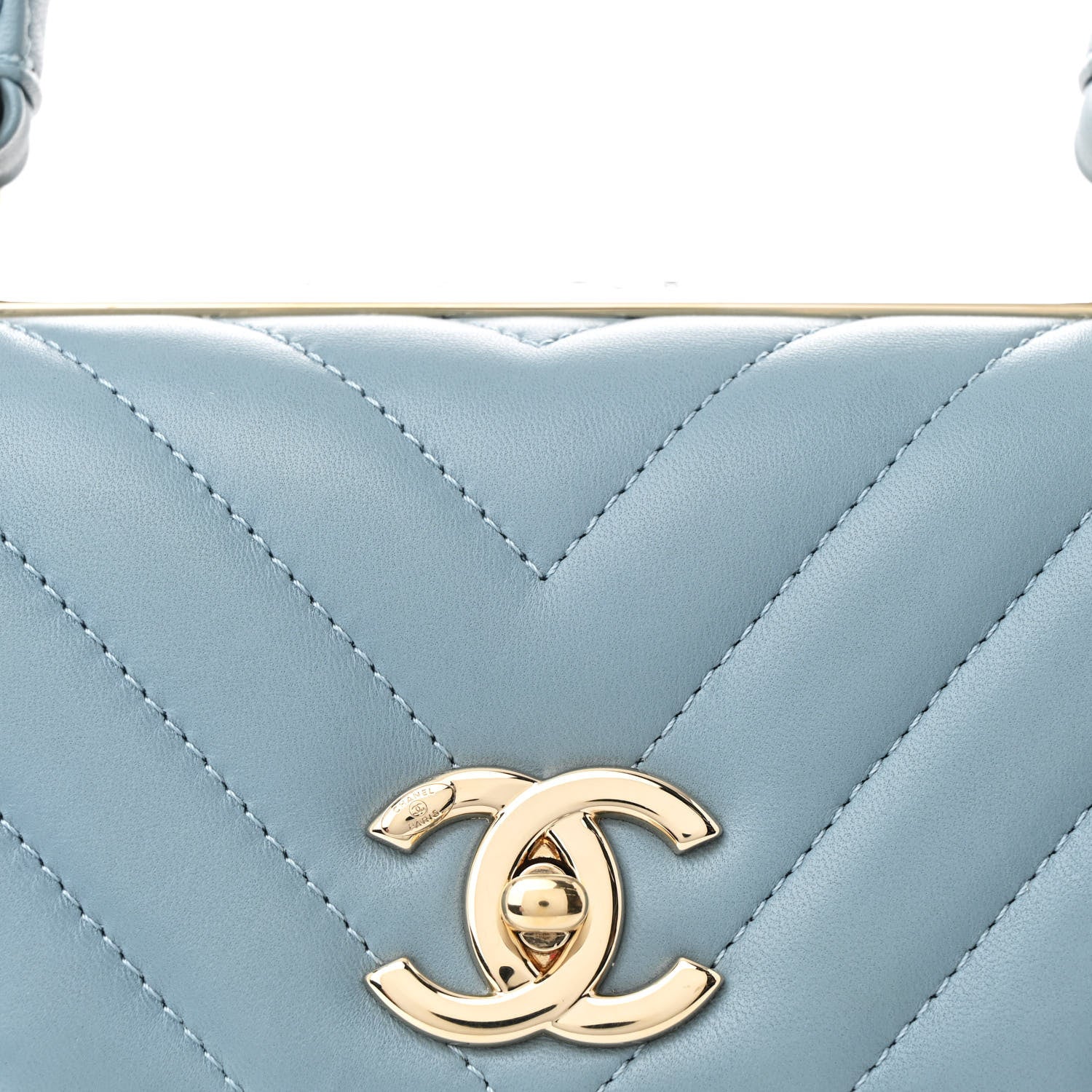 Chanel Lambskin Chevron Quilted Small Trendy CC Flap Dual Handle Bag Light Blue 10 of 13