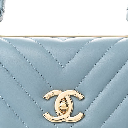 Chanel Lambskin Chevron Quilted Small Trendy CC Flap Dual Handle Bag Light Blue 10 of 13