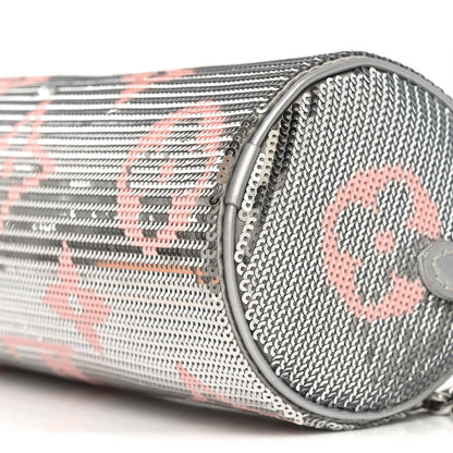 Louis Vuitton Satin Sequin Monogram Giant Papillon Silver Pink 8 of 9