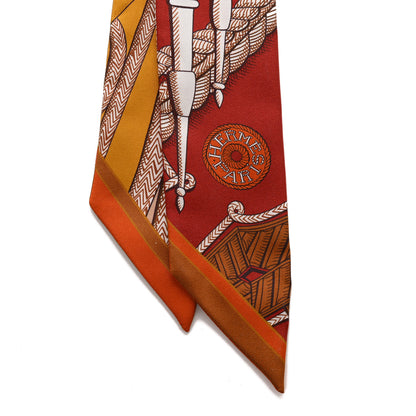 Hermes Silk Zouaves Et Dragons Twilly Acajou Curry Camel 4 of 4