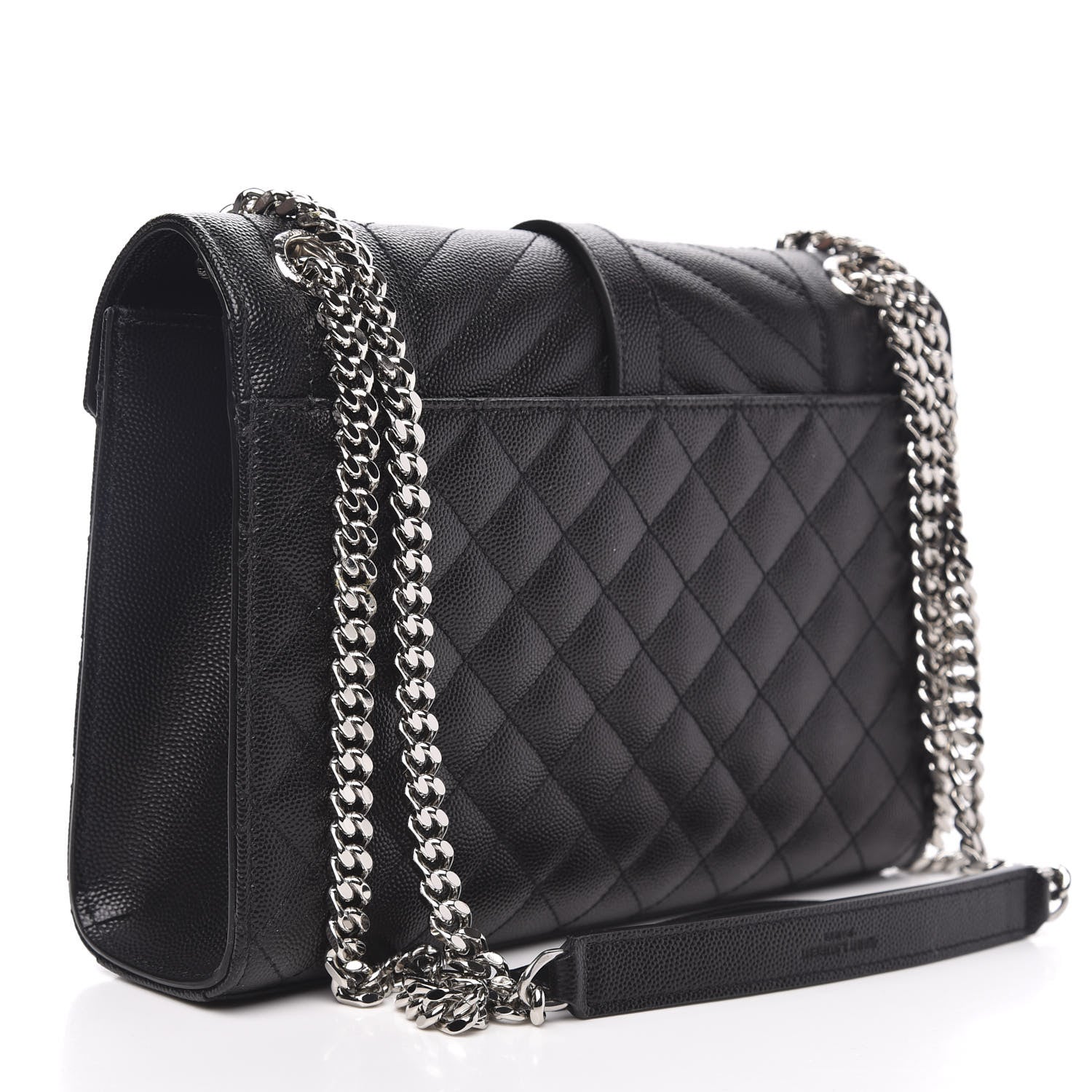 Saint Laurent Grain De Poudre Textured Mixed Matelasse Triquilt Medium Monogram Satchel Black 3 of 9