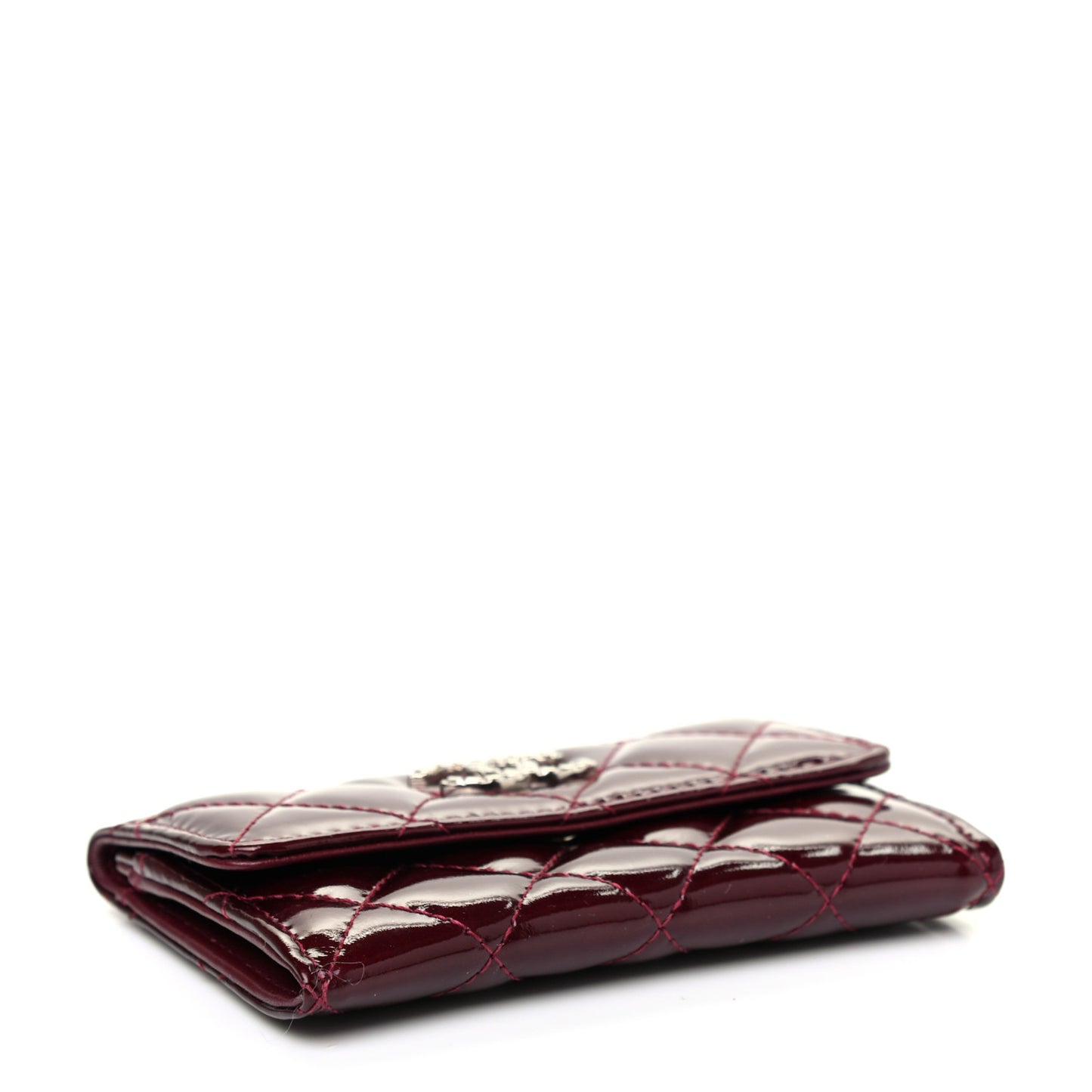 Patent Brilliant Flap Card Holder Burgundy