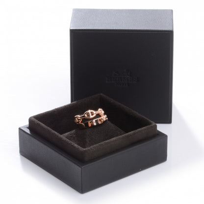 Hermes 18K Rose Gold Kelly Diamond Double Tour Chaine d'Ancre Ring 53 6.5 6 of 6