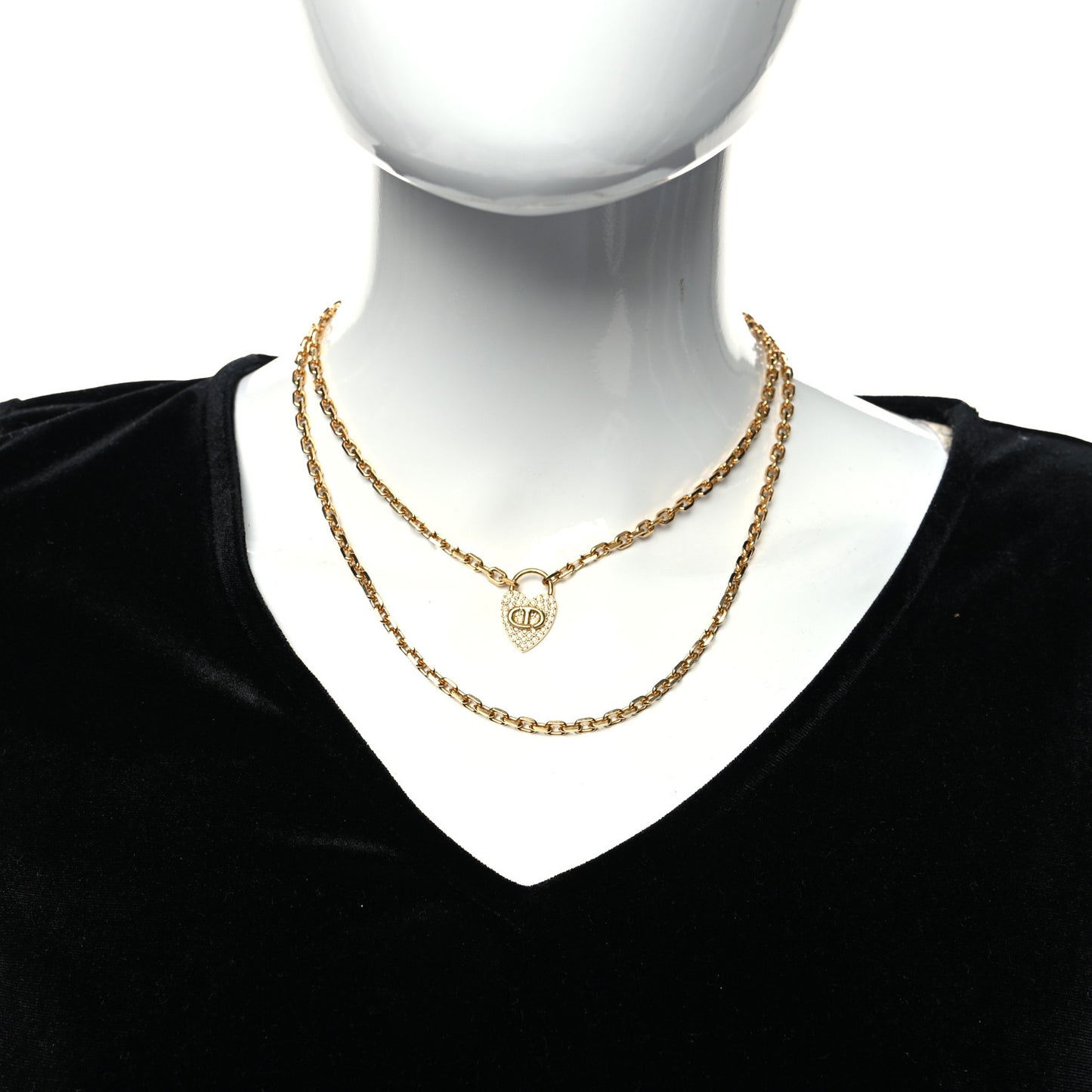 Crystal Heart Necklace Gold