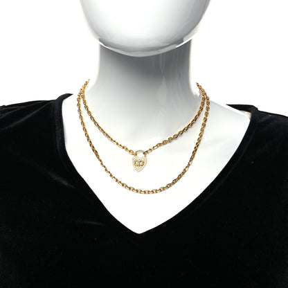Christian Dior Crystal Heart Necklace Gold 2 of 5