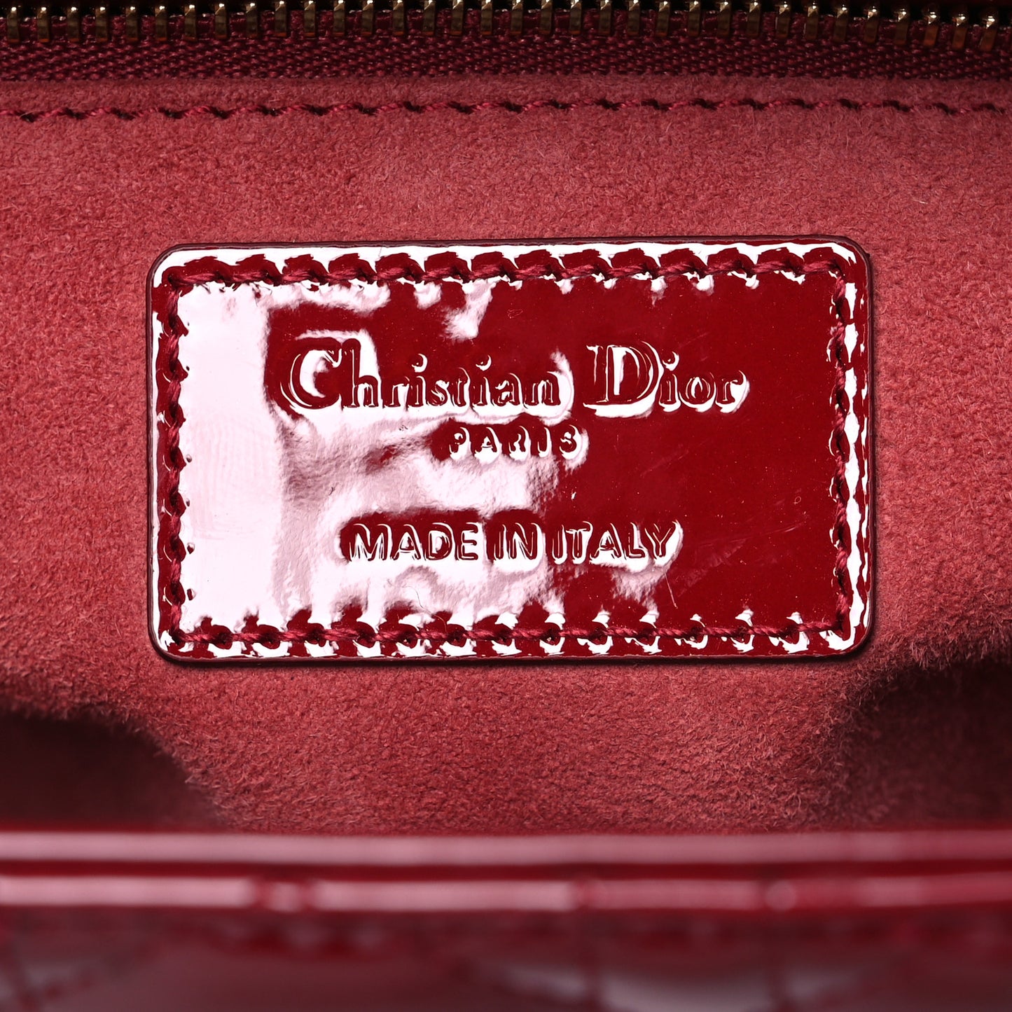 Patent Cannage Medium Lady Dior Red