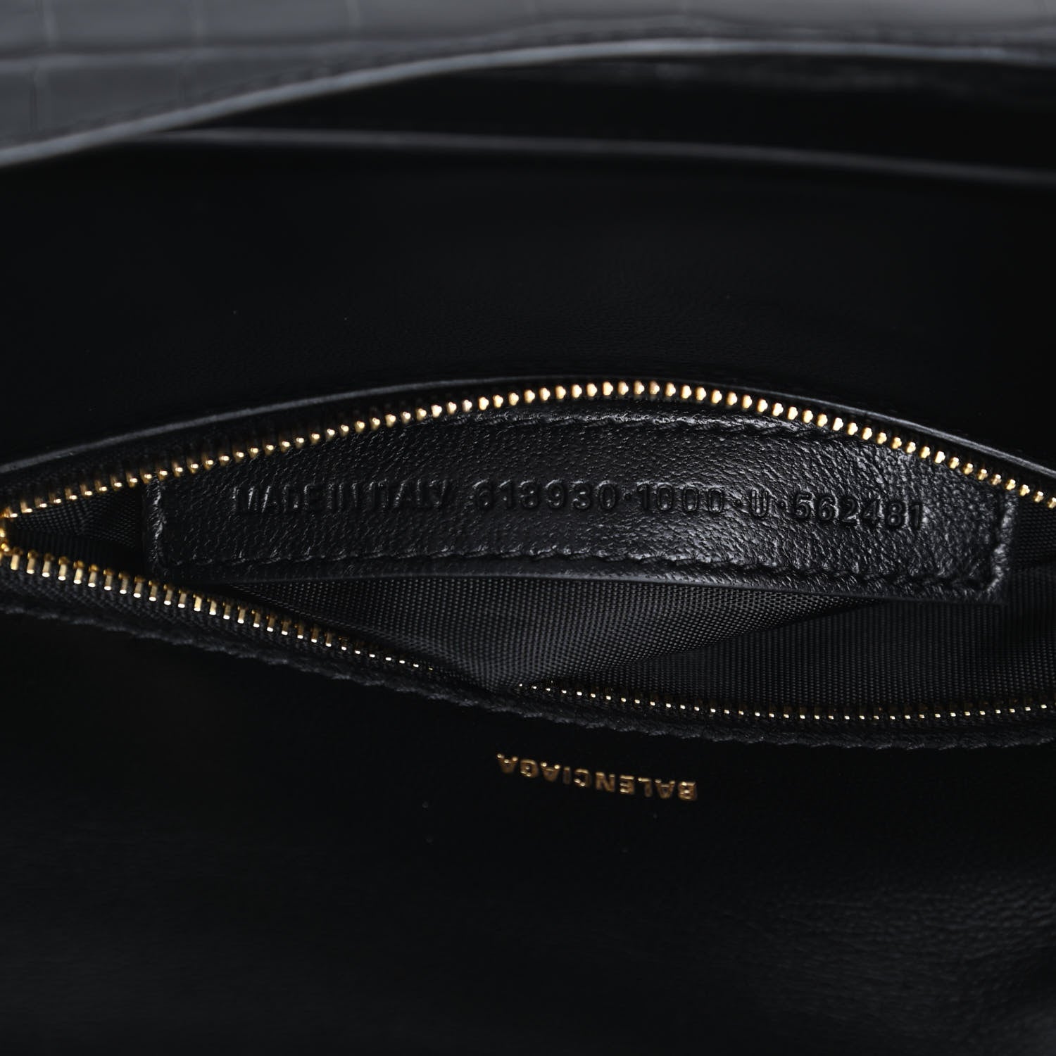 Balenciaga Shiny Calfskin Crocodile Embossed Ghost Sling Bag Black 7 of 12