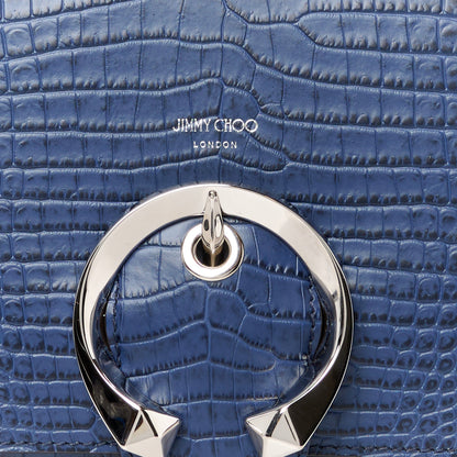 Jimmy Choo Calfskin Crocodile Embossed Madeline Top Handle Denim 8 of 10
