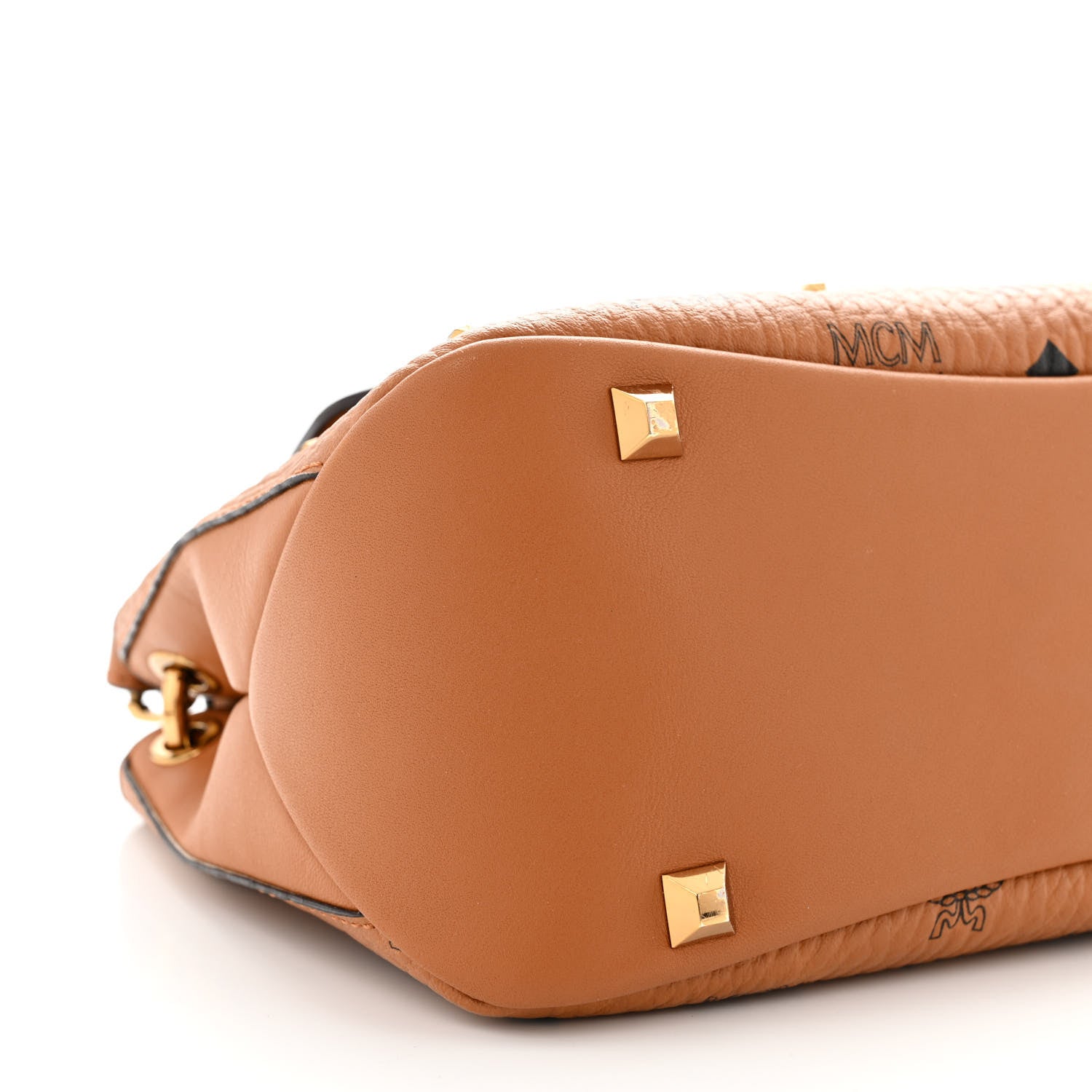 MCM Visetos Studded Flap Shoulder Bag Cognac 8 of 9