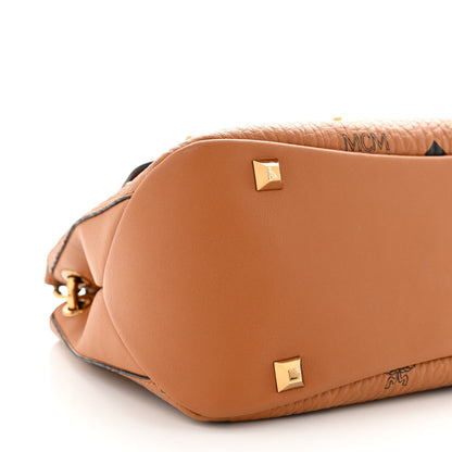 MCM Visetos Studded Flap Shoulder Bag Cognac 8 of 9